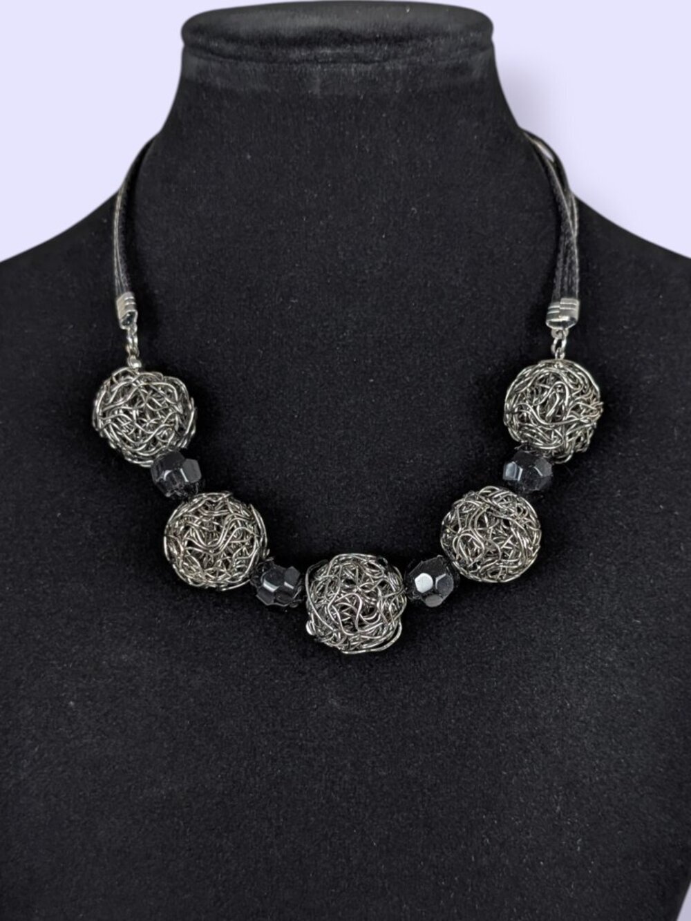 (2/$20) Wavy Wire Ball Beaded Necklace